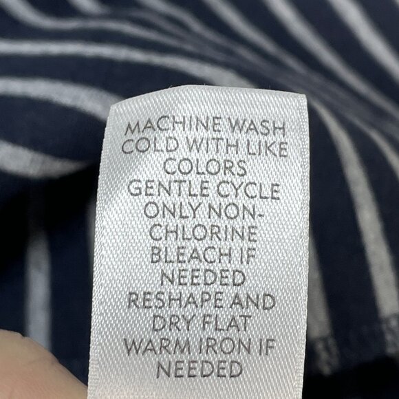 J. JILL Blazer Women's Sz S Cotton Stretch Jacket Navy Blue Gray Stripe Pockets - Picture 7 of 7